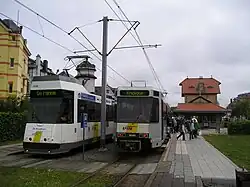 Trams in De Haan station