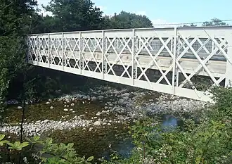 The bridge over the Travo of the old eastern coast railway line. Open to car traffic, recently renovated.