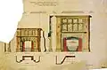Plans for the "TREDEGAR ESTATE OFFICES GOLD TOPS. DETAILS OF FIREPLACES, MANTELS, ETC. SCALE ONE INCH TO THE FOOT."