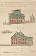 Plans for the "PROPOSED NEW ESTATE OFFICES FIELDS ROAD FOR THE RT. HONBLE. LORD TREDEGAR."