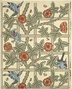Finished Trellis wallpaper printed in 1864