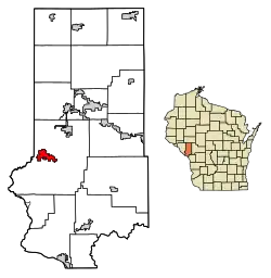 Location of Arcadia in Trempealeau County, Wisconsin.