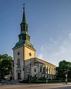 Trinity Lutheran Church in Worcester, Massachusetts, begun 1948 and completed in 1951. The design was heavily influenced by Scandinavian church architecture.[19][20]