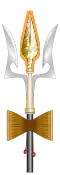Shiva's trishula with damaru.