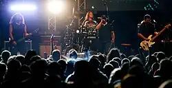 Troja during a live performance in Prishtina, Kosovo