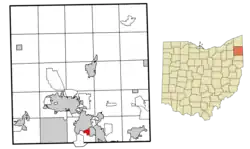 Location of Hilltop in Trumbull County, Ohio