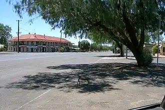 The main street, with a view of the Trundle Hotel, as seen from the post office, 2003