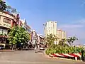 Rạch Miễu Residents next to Trần Khánh Dư Bridge passes the Nhiêu Lộc–Thị Nghè Channel with Miếu Nổi Apartment in Bình Thạnh district from the back