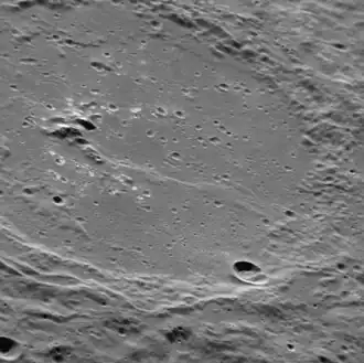 Oblique view of the crater showing some hollows