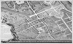 Location of the future Rue Royale on the Turgot plan, 1739.