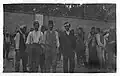 Turkish prisoners captured at Izmit by the British forces. The three men standing together at the front were accused to be the ringleaders and they were subsequently executed in June 1920.
