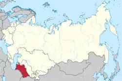 Location of Turkmenistan (red) within the Soviet Union
