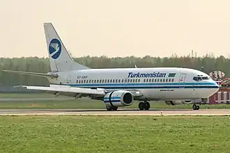A Boeing 737-300 of Turkmenistan Airlines at Domodedovo International Airport