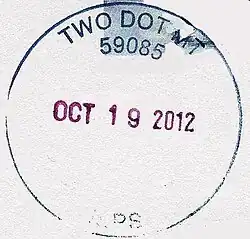 Two Dot postal cancellation