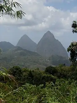 Gros Piton (left) and Petit Piton seen from the north-east