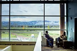 Two Sheridan College students chat in the Mars Agricultural Center