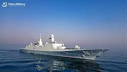 The Chinese PLA Navy's first Type 054B guided-missile frigate Luohe (Hull 545) sailing at sea