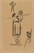 Tatlin, c. 1942, Window Cleaner and Portrait of V., brush on paper