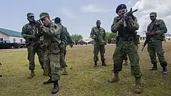 Belizean soldiers in marksmanship training