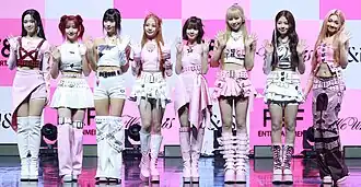 Unis in 2024 L–R: Elisia, Yunha, Hyeonju, Seowon, Kotoko, Nana, Yoona, and Gehlee.