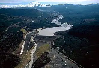 Sediment retention structure on the North Fork Toutle River, 1990