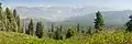 Panorama of the Sierra peaks surrounding Hume Lake.