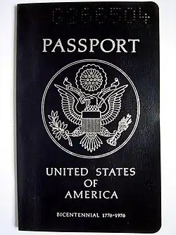 Cover of a United States passport (circa 1976)