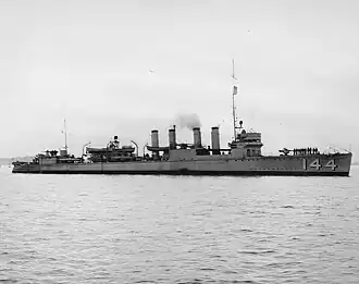 The Wickes-class destroyer USS&nbsp;Upshur was one of 23 warships that escorted Convoy UGS&nbsp;14.