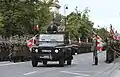 President Andrzej Duda and Chief of Staff Gen. Mieczyslaw Gocul arrive at the Armed Forces Day parade in Warsaw in 2016
