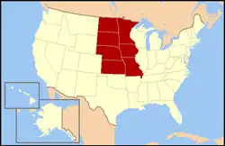 Location of West North Central