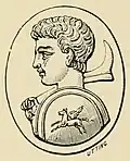 Bust of a young Caesar, probably Geta, wielding Fortune's rudder, instead of a spear. After engraved sard.[20]