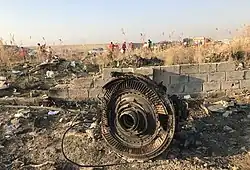 Wreckage of Ukraine International Airlines Flight 752 in Shahriar County, Iran