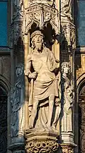 Man of Sorrows (copy) on the main portal of Ulm Münster by Hans Multscher, 1429.
