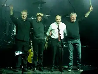 Ultravox at the end of a concert in Berlin in 2012 (L–R): Warren Cann, Chris Cross, Midge Ure, Billy Currie