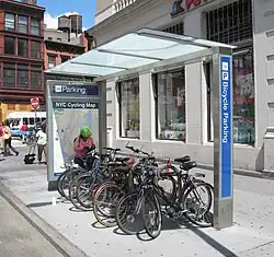 Bicycle parking on a sidewalk
