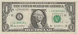 US dollar (series 2003) with green serial number