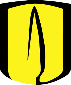 A black cypress tree over a yellow background