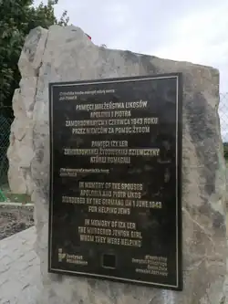 Memorial to local Poles murdered by the German occupiers for rescuing Jews from the Holocaust during World War II