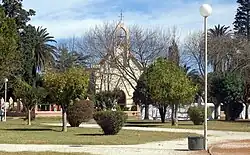 Town square with church in the background