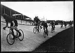 1912, Racing cyclists at the Vélodrome, Parc des Princes