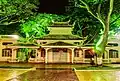 The temple lit up for the night