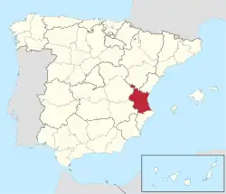 Map of Spain with Province of Valencia highlighted