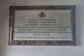 Memorial plaque to Valentine Fleming