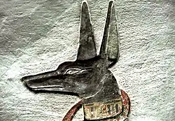 Jackal head of Anubis in (KV35) the tomb of Amenophis II, Valley of the Kings