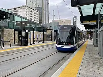 A Bombardier Flexity Freedom LRV at the Churchill Station on the Valley Line