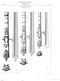 12-, 8-, and 4-pounder Vallière cannons