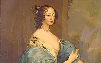 Portrait of Queen Henrietta Maria, as St Catherine attributed to Anthony van Dyck (before restoration)