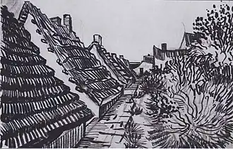 Street in Saintes-Maries, Reed pen, 1888, Private Collection (F1434)