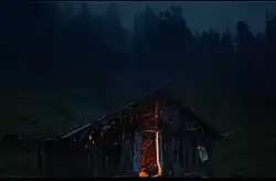 Van Gujjar house in at night