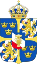 Swedish Royal Arms under the Vasas with Crown